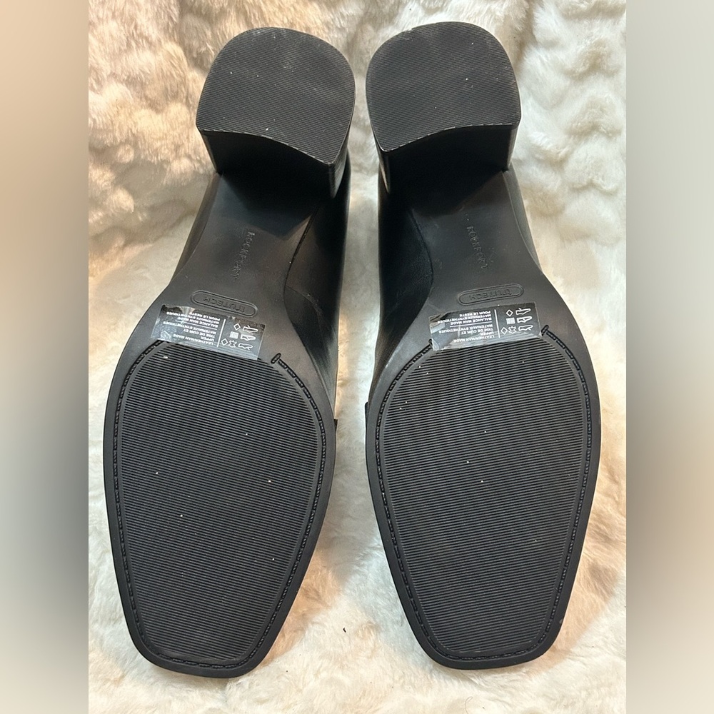 Rockport Black Leather Chunky Block Heel Penny Loafer women’s size 8 - Picture 10 of 13